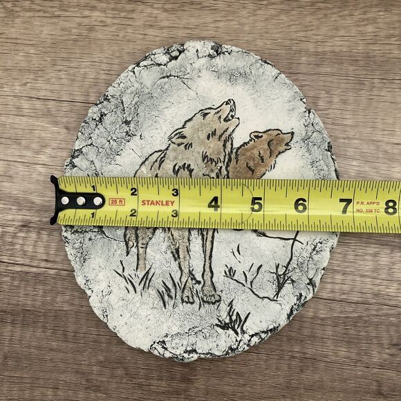 Shapes Of Clay Plaque Howling Wolves Artist Signed Stan Langtwait Volcanic Ash - Picture 7 of 7